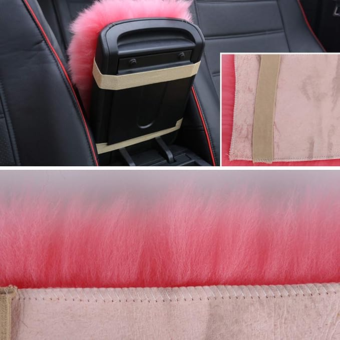 Armrest Cover for Car, Auto Center Console Pad Furry Sheepskin Wool Car Armrest Seat Box Cover Protector Universal Fit (Grey)