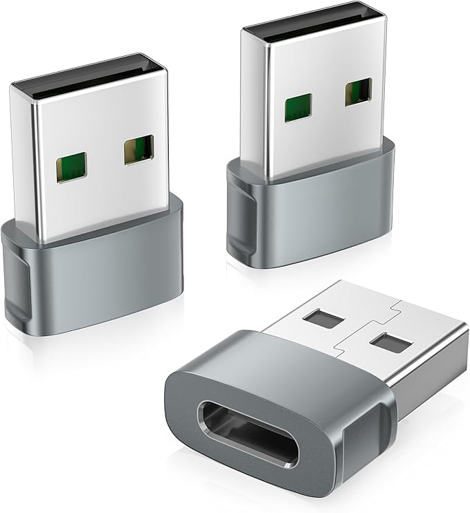 Basesailor USB to USB C Adapter 3Pack,Type C Female to A Male Car Charger USBC Car Converter for iPhone Air 17 17e 16 16e 15 14 Pro Max,iWatch 11 10,iPad 9 Mini 7,Samsung Galaxy S26 A56,Z Fold Flip 6