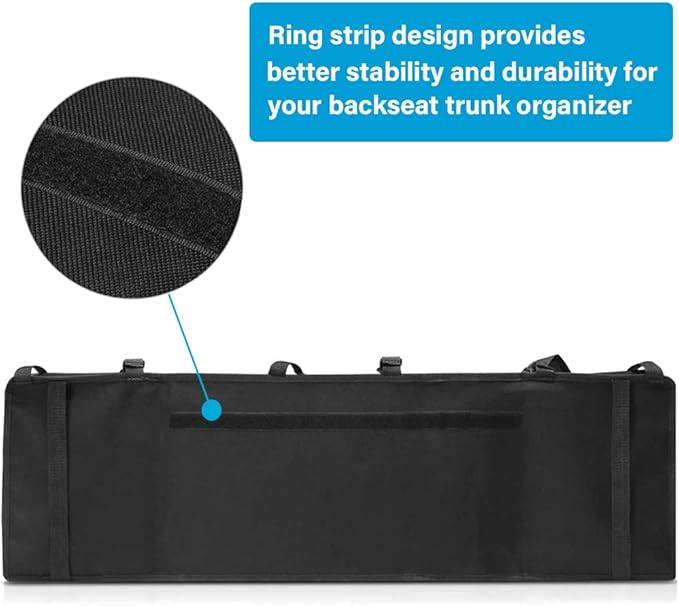 Tianle Backseat Trunk Organizer for Car - Durable Trunk Hanging Storage Bag with 4 Large Storage Pocket & 3 Adjustable Buckles Space Saving Expert (Black A)