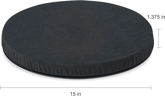 HealthSmart 360 Degree Swivel Seat Cushion, Chair Assist for Elderly, Swivel Seat Cushion for Car, Twisting Disc, Black, 15 Inches in Diameter