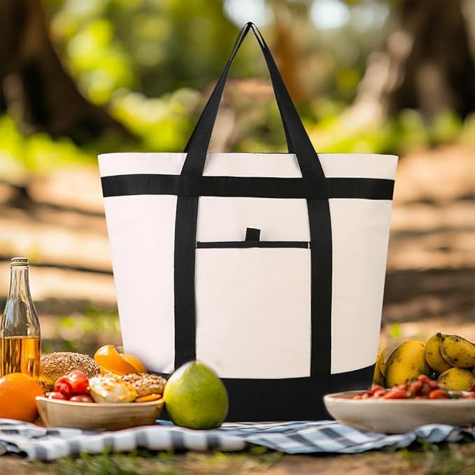 mosago Insulated Cooler Tote Bags, DIY Your Creative Designs, The Tote Transforms from Grocery Runs to Weekend Adventures, Large Leak Proof Food Delivery Bag Frozen/Thermal Foods, Collapsible