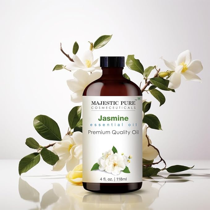 Majestic Pure Essential Oil with Glass Dropper - 100% Pure and Natural - Essential Oils for Diffuser, Aromatherapy, Soap and Candle Making, Jasmine Essential Oil, Jasmine Oil, 4 Fl Oz (Pack of 2)