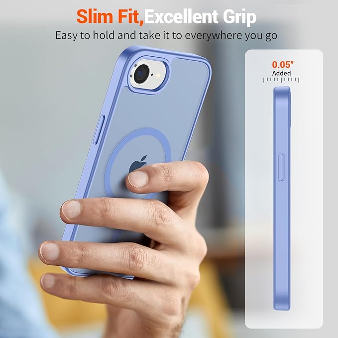 SUPFINE Magnetic for iPhone 17e Case/iPhone 16e Case with Screen Protector (Compatible with MagSafe)(Military Grade Drop Protection) Translucent Matte with Anti-Fingerprint Phone Case,Blue Purple