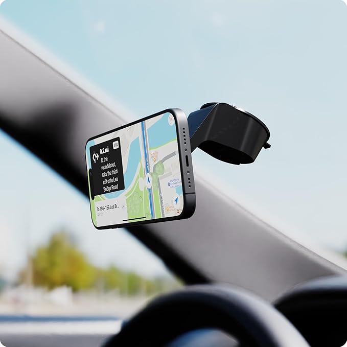 Mous – MagSafe and Pixelsnap Compatible Car Mount Phone Stand - Phone Suction Mount Compatible with iPhone 17/16/15/14, Pixel 10, S26/S25 Series Phones and MagSafe Compatible Cases