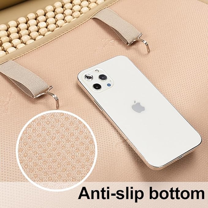 Blueshyhall Cooling Wooden Beaded Car Seat Cover Comfortable Massage Support Cushion for SUV Auto Office Home Seat Chair - Beige 2 Pcs
