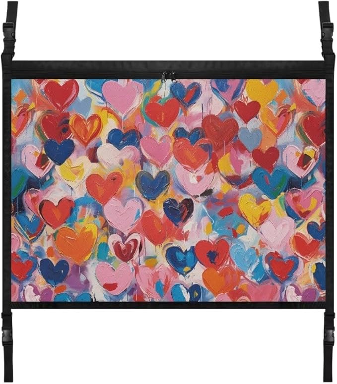 Multi-colored Heart Car Roof Storage Bag Car Seat Back Hanging Bag All Car Storage Organizers One-Size-Fits Tidy Pouch Pocket Storage for Small Items
