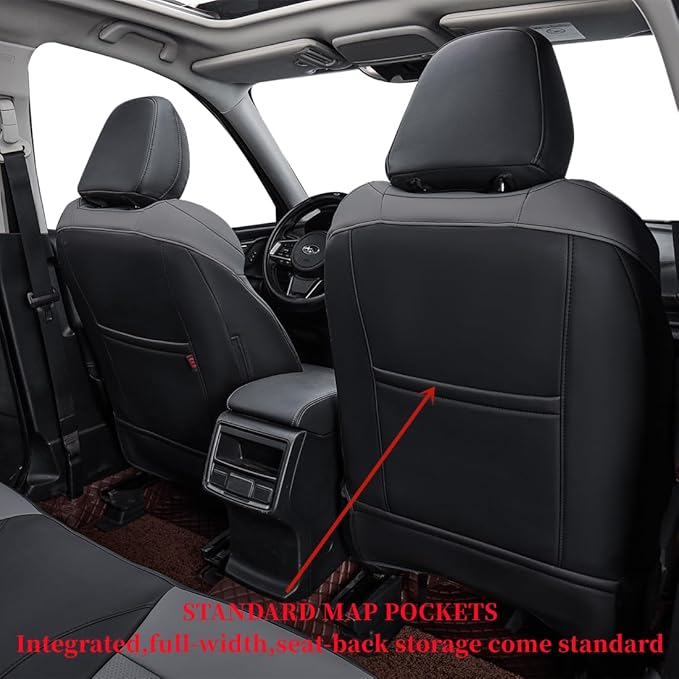 coverdream Forester Car Seat Covers Custom Fit for 2009-2013 Subaru Forester Seat Covers,Rear Seat W/Cup Holder,Full Coverage Waterproof Leather Seat Protector(Full Set,Black/Gray)