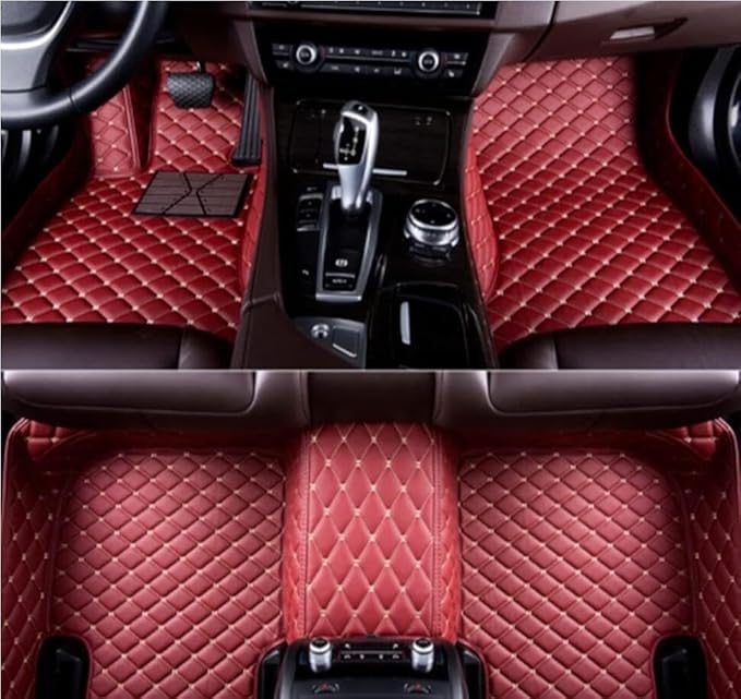Custome Car Mats Accessories All Weather Floor mats Compatible with Automotive Floor Mats Passenger car mats (Wine red)
