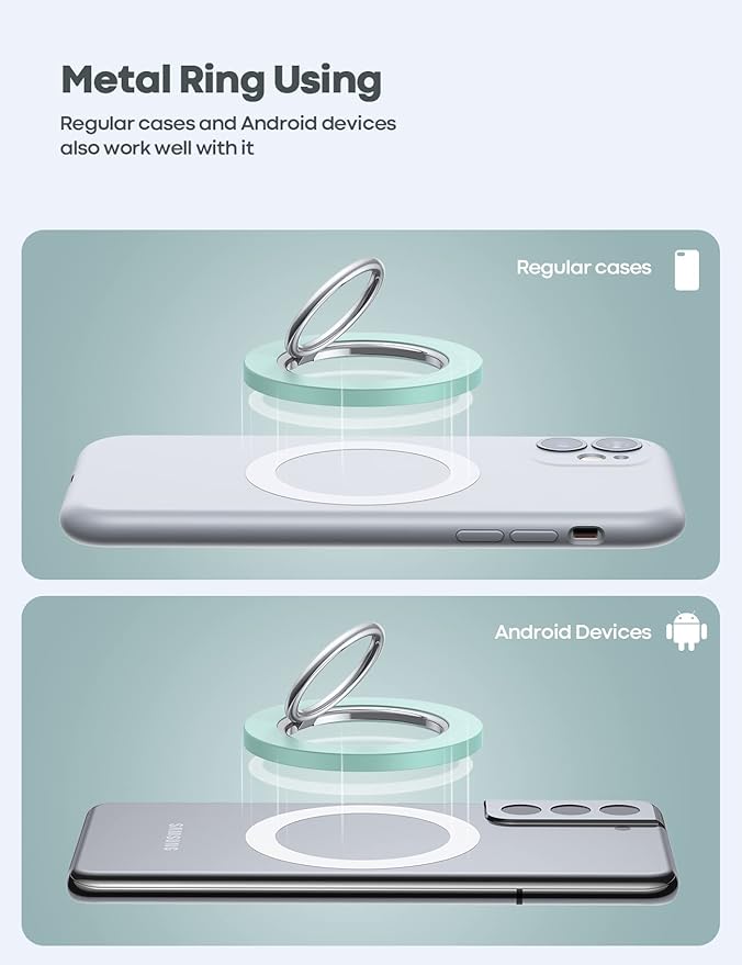 Magnetic Phone Ring Holder for Mag Safe - Lamicall Magnetic Finger Phone Ring Stand Holder, Magnet Ring Grip, Compatible with iPhone 14 Plus 13 12, Pro, Pro Max, Mini, Grass Green
