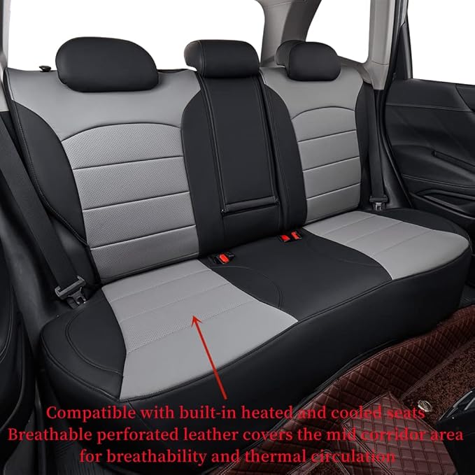 coverdream Forester Leather Seat Covers Custom Fit for 2019-2024 Subaru Forester SUV Seat Cushion,Fully Covered,Airbag Compatible Waterproof Car Seat Protector (Full Set,Black/Gray)