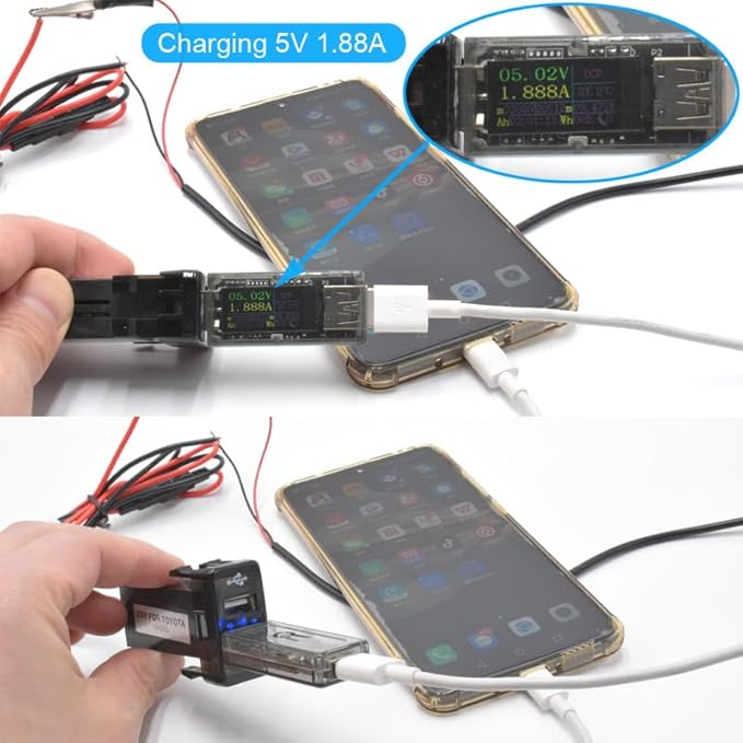 5V 2.1A Dual USB Car Charger Interface Socket Adapter for Toyota with Short Circuit Protection - (Color Name: Big Size)