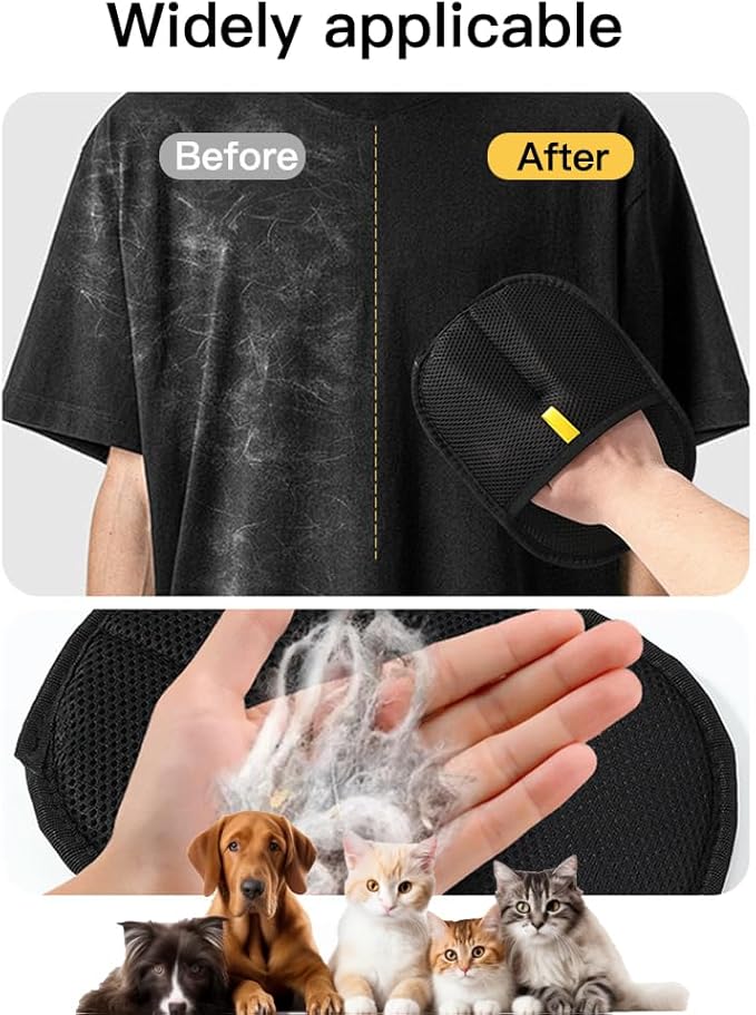 Pet Hair Removal Glove for Cats & Dogs, Reusable Electrostatic Pet Cat Dog Hair Remover Grooming Glove, Pet Hair Remover Tool for Clothing, Couch, Carpet, Car Seat (1PCS