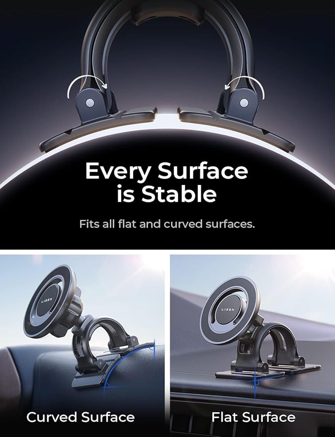 LISEN for Magsafe Car Mount, Magnetic Phone Holder for Car Vent Phone Mount, Hands Free Phone Mount for Car Accessories Dashboard Windshield Vent Cell Phone Holder for iPhone Car Mount Silver Kits
