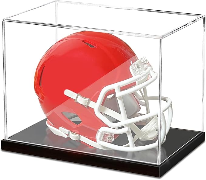 Mini Helmet Display Case, Clear Acrylic 1/2 Football Baseball Helmet Display Case, UV Protection Memorabilia Holder, Ideal for Sports Collectibles