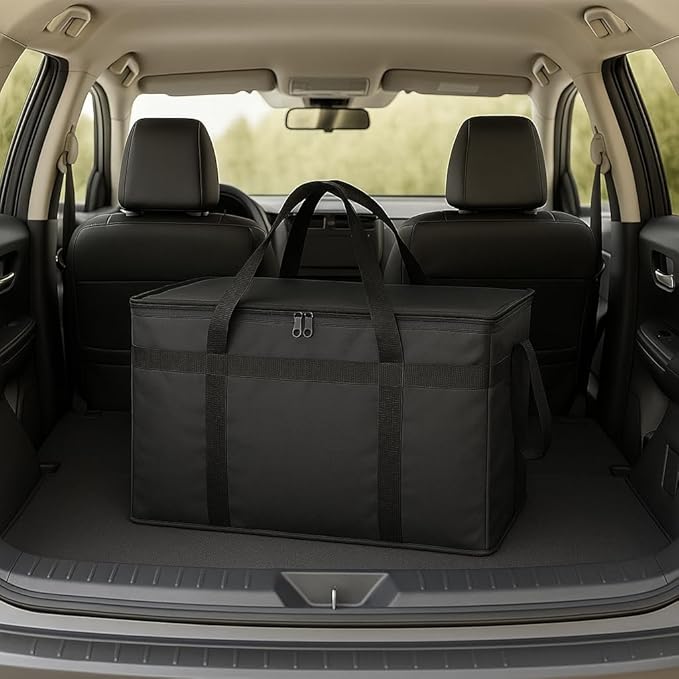 Bodaon Large 2-Pack Insulated Food Delivery Bag With Hard Bottom, XXXL Grocery Shopping/Catering/Bags, Rideshare Delivery Bag, Cold/Hot Styrofoam Carrier for Travel/Car