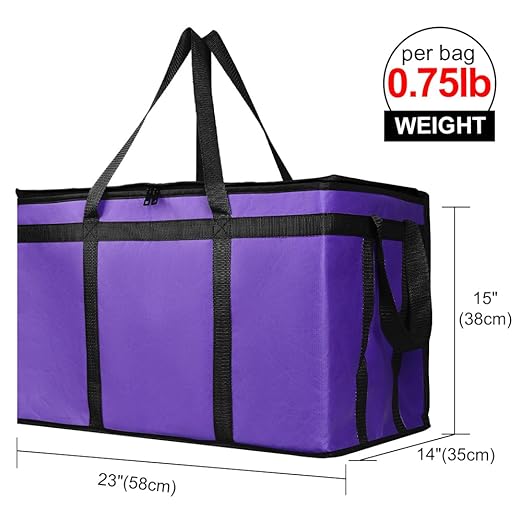 Bodaon 4-Pack Cooler Insulated Food Delivery Bag, Rideshare Delivery Bag, XXX-Large Thermal Bags for Catering/Hot Pizza, Travel/Camping/Picnic/Grocery Reusable Warmer Frozen, Purple-Black Edge