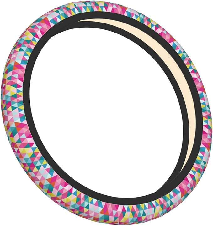 Thickened Elastic Steering Wheel Cover, Geometric Triangle Pattern Ultra, Soft, Breathable, Fit for Cars, SUVs, Trucks, Stylish Comfortable Grip