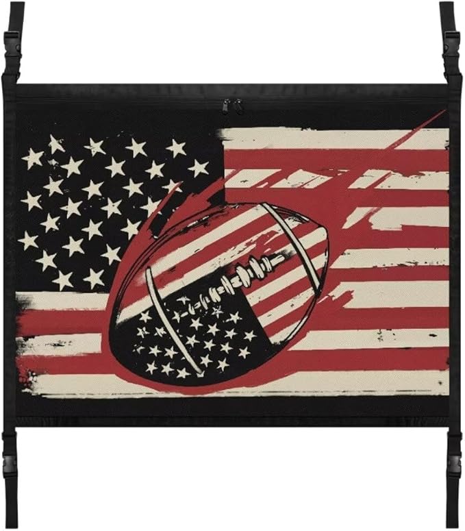 Car Roof Storage Bag Rugby Flag Print Auto Seat Storage Hanging Bag Premium Car Seat Organizer Car Travel Accessories Compatible with Most Cars