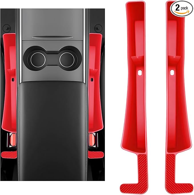 KVAEY 2PCS Car Seat Gap Filler, Automotive Seat Organizer Fill The Gap Between Seat and Console, Universal Car Gap Seat Storage for Phone Wallets and Keys, Car Accessories (Red)