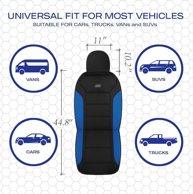 Skechers Memory Foam Car Seat Covers, Lycra Fabric Seat Covers, Car Seat Covers Front Seats Airbag Compatible, Automotive Comfort Protection for Most Cars,Trucks, SUVs,Blue