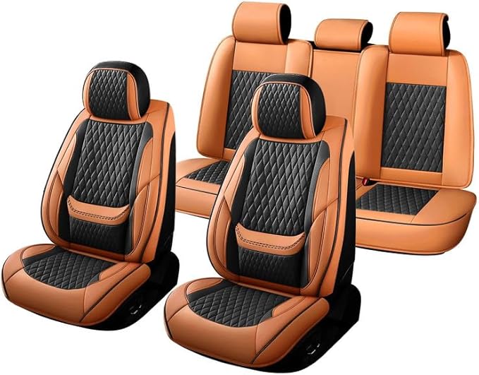 Car Seat Covers Full Set Custom Fit for Buick Envista 2024-2026 - Premium Faux Leather with Lumbar Support | Breathable, Waterproof, Anti-Slip, Durable (Black&Brown,Full Set)