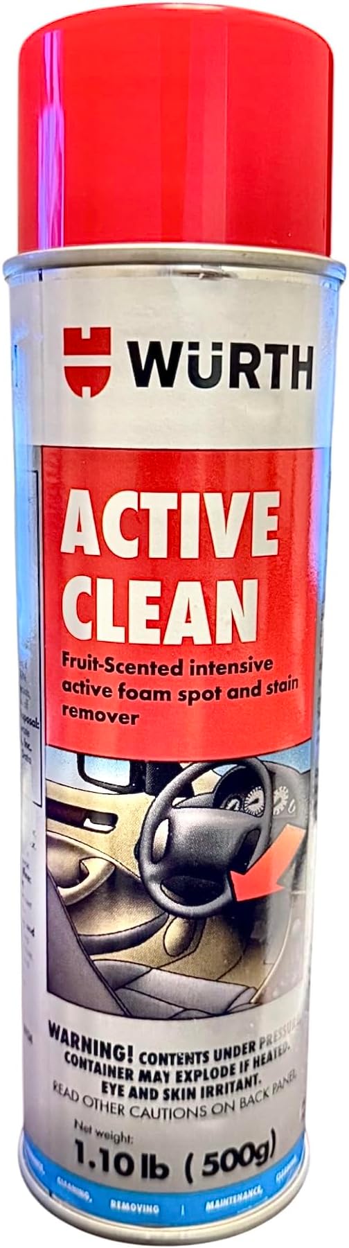 AquaNation Listing For Wurth ACTIVE CLEAN 500g Aerosol – Powerful Spot and Stain Remover for Upholstery, Carpets, Textiles, and Leather with Fresh Fruit Scent