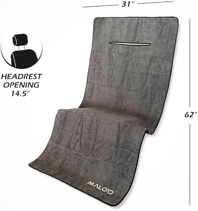 Malo’o SeatGuard Terry Cloth Car Seat Cover Towel, Universal Seat Protector Towel for Trucks and Cars, Soft & Warm Dual Layer Seat Cover for Sports Gear, Dogs and Wet Clothing