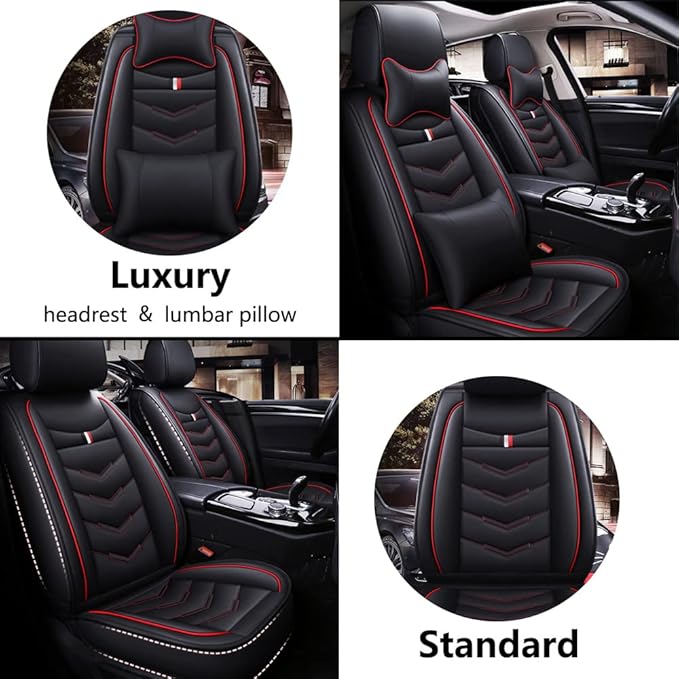Car Seat Cover 2 Seats for Chevrolet Camaro 2000-2024, Durable Wear Resistant Waterproof Seat Covers, Breathable No Odor Premium Leather Vehicle Seat Covers.(Standard,Black)