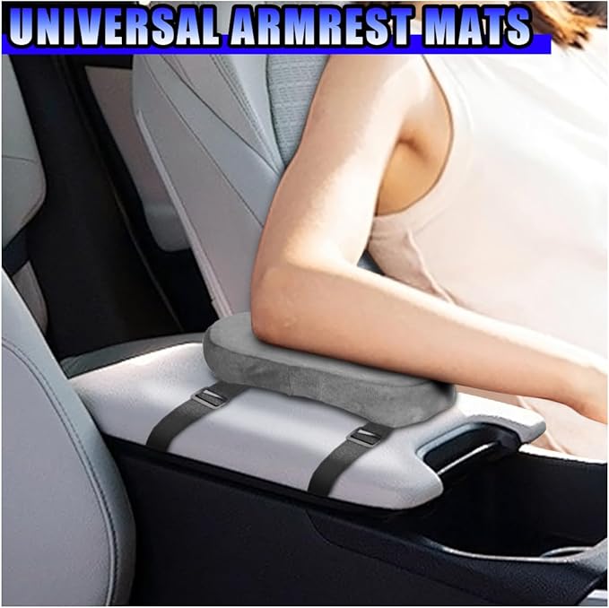2PCS Car Elbow Pad Arm Rest Cover, Soft Armrest Cushion Pad for Arm Comfortable Support, Anti-Scratch Auto Armrest Pillow Protector, Universal Car Interior Accessory for Most Vehicles (Grey)