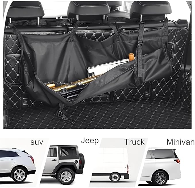 Car Trunk Organizer, Backseat Hanging Trunk Organizer, Portable Car Interior Accessories, Wear-Resistant Oxford Fabric Car Organizers and Storage for SUV, Van, Jeep