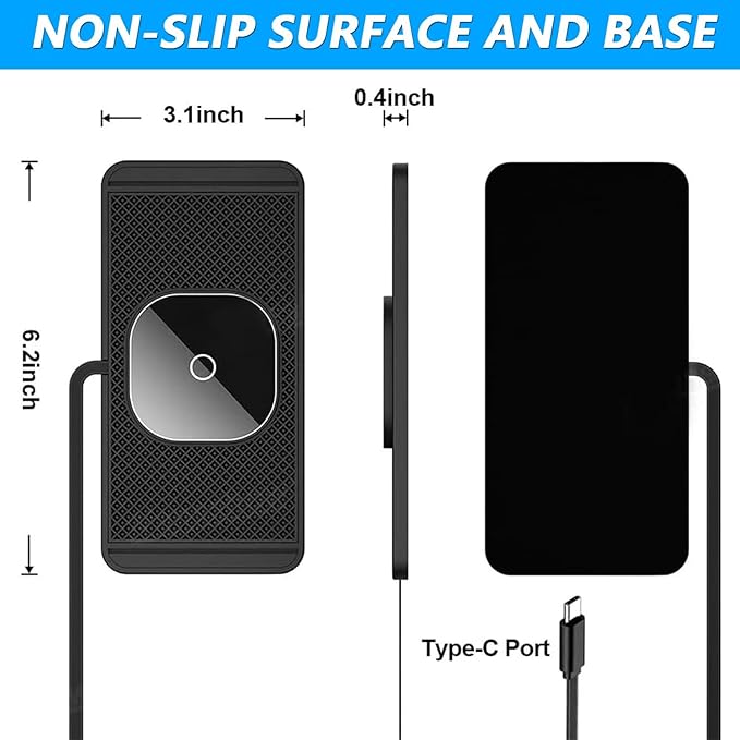 Magnetic Wireless Charger for Toyota Tacoma 2024 2025 2026 for Toyota 4Runner 2025 2026 15W Fast Wireless Car Phone Charger Pad Non-Slip Phone Holders for iPhone 17/16/15/14/13/12