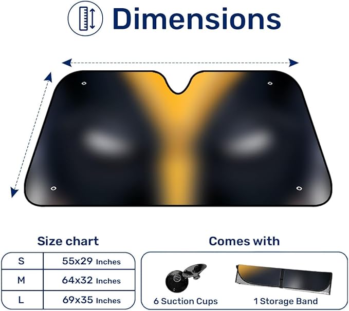 GENANY Yellow Eyes Windshield Sun Shade for Car SUV Truck (55x30 Inches), Sun Shade Windshield, Shades for Front Windows, Protector Blocks UV, Car Decor