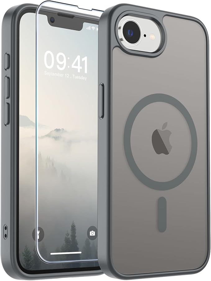 SUPFINE Magnetic for iPhone 17e Case/iPhone 16e Case (Compatible with MagSafe)(Military Grade Drop Protection) Slim Translucent Matte Shockproof with Anti-Fingerprint Phone Case,Gray