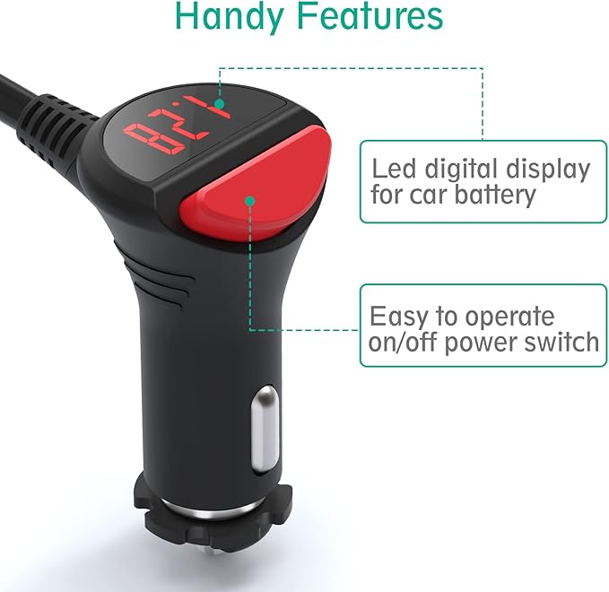 AUOPLUS 120W 3 Socket Cigarette Lighter Splitter Car Charger Adapter, LED Voltage Display Dual 4 USB Chargers(6.8A), Car Charger On/Off Switches 12V for iPhone iPad Samsung GPS Dashcam