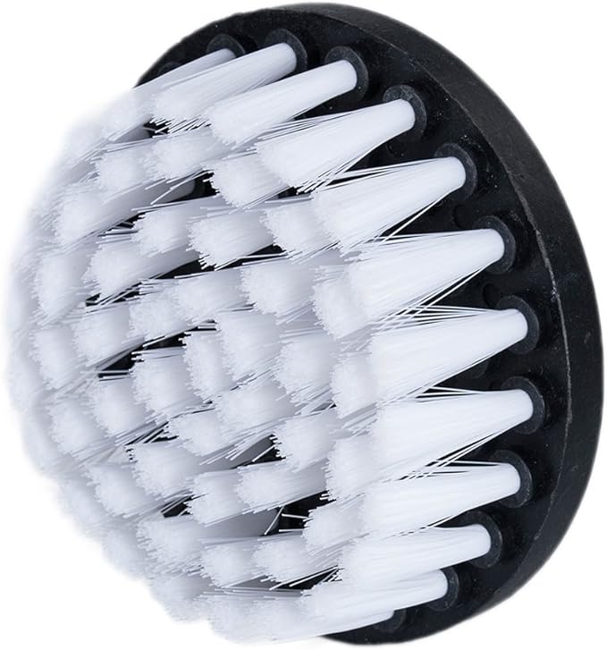 HIFROM Drill Brush - 4 inch White Scrub Brush Drill Attachment Soft Bristle Quick Change Shaft Scrub Cleaning Brush for Carpet Upholstery Leather Glass (Pack of 2)