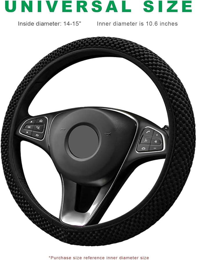 Elastic Steering Wheel Cover, 15"×15" Breathable Ice Silk Steering Wheel Protector, Universal Auto Wheel Wrap Anti-Slip Soft Cover for Ultimate Comfort, Car Accessories (Black)