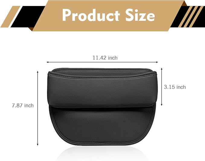 Car Seat Gap Filler Organizer, Waterproof Anti-Slip Leather Front Seat Side Storage Bag for Phones, Keys, Glasses, Cards, Universal for Most Cars (Black)