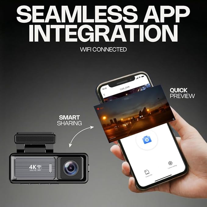 Pentro 4K Dual Dash Cam Front and Rear – UHD 2160P & 1080P Car Camera with WiFi – 64GB SD Card Included – Night Vision, G-Sensor, Parking Mode & Loop Recording – 170° Wide Angle