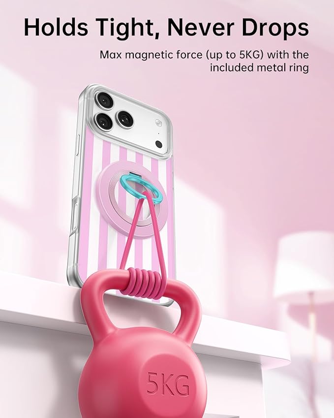 SYNCWIRE Magnetic Phone Ring Holder for MagSafe, 360° Rotation Cell Phone Grip Stand Finger Ring Kickstand Two-Sided Magnet Compatible with iPhone 17 Pro Max 16 15 14 13 12 MagSafe Accessories