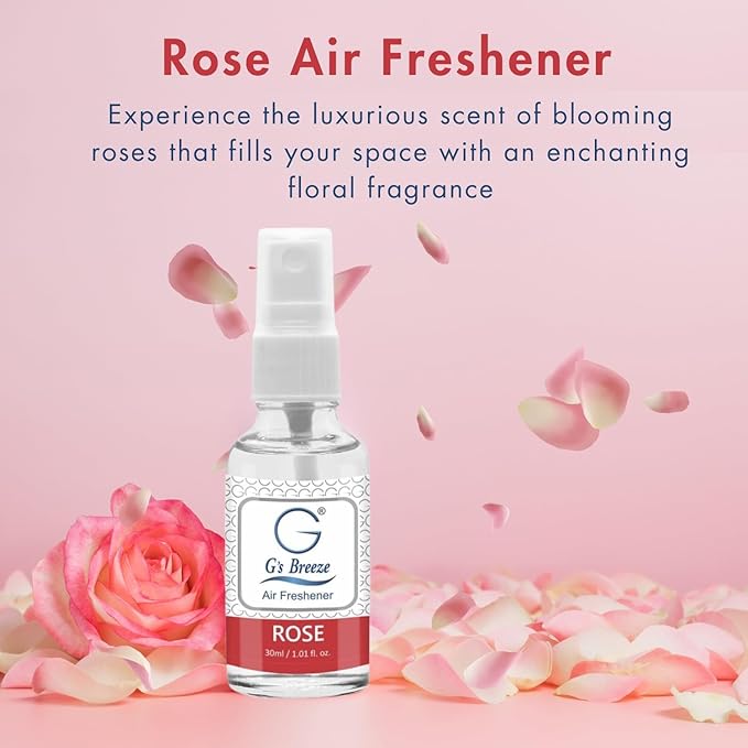G's Breeze Rose Air Freshener – Enchanting Aroma of Blooming Roses – Create a Romantic, Luxurious Atmosphere – Ideal for Home, Car, & Office – Long-Lasting Floral Fragrance for Any Occasion