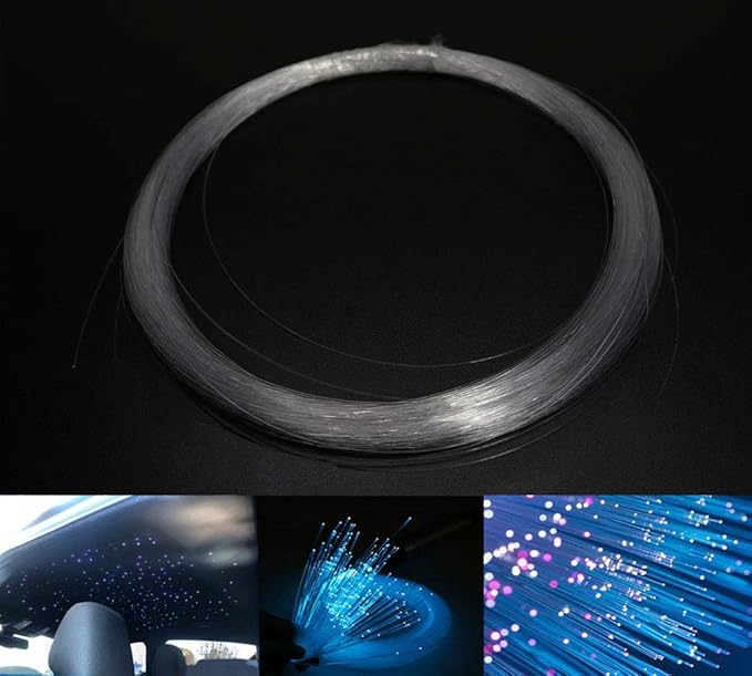 AZIMOM PMMA Plastic End Glow Fiber Optic Cable 0.5mm(0.02in) 100m(328ft)/Roll for Star Sky Ceiling All Kind Led Light Engine Driver Source