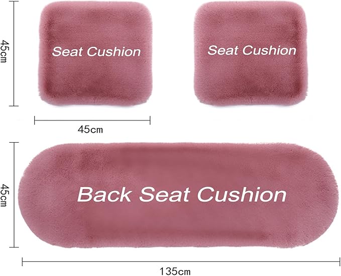 Plush Car Seat Cushion, Soft Warm Fuzzy Faux Rabbit Fur Fluffy Plush Auto Seat Cover Vehicle Car Front and Back Seat Protector Pad with Non-Slip Backing Cushion Interior Universal Fit (Pink2,Front*1)