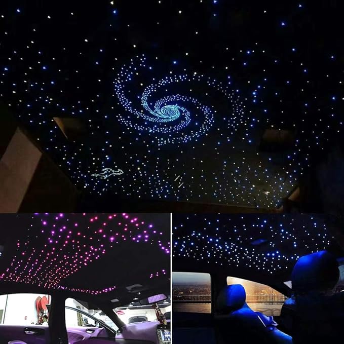 AKEPO Car Home 20W Dual Head Fiber Optic Lights, RGBW Twinkle+APP+ Music Mode Star Ceiling Light Kit, 710pcs 4m/13.1ft Mixed Optical Fiber Strands with Remote for Car Headliner/Home Fiber Optic Star