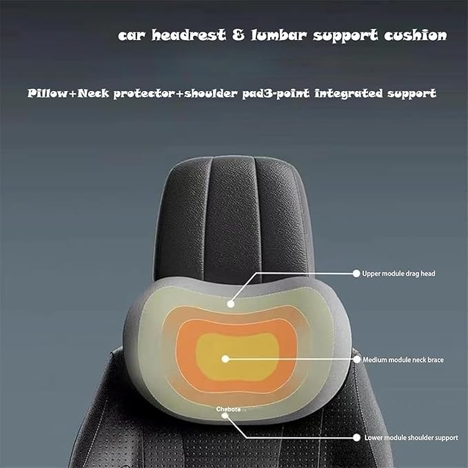 Car Lumbar Support Pillow and Car Neck Pillow for Nissan Note Tiida Wingroad NV200, Ergonomic Memory Foam Car Seat Headrest & Lumbar Cushion with Adjustable Strap Neck and Back Pain Relief Cushion