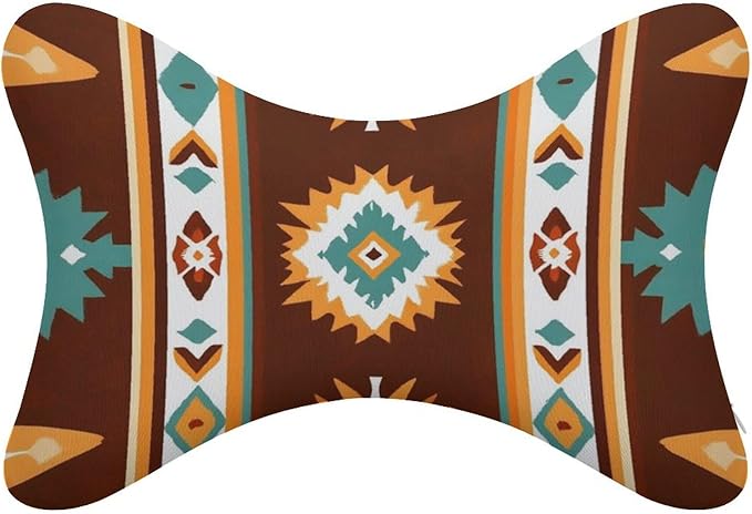 Soft Car Headrest Pillow Compatible with Tribal Navajo Indiana Western Southwest Ethnic, 2 Pcs Memory Foam Car Neck Pillow with Breathable Removable Cover Car Pillow for Nap/Neck Pain Relief