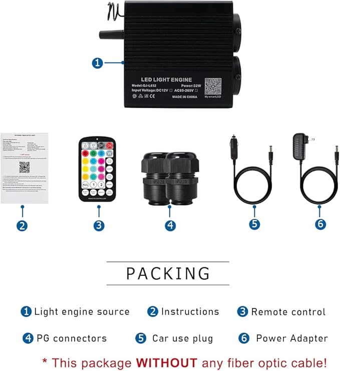 AKEPO 32W Dual-Head Dual-Color Fiber Optic Light Engine, APP Control + Same or Different Color + Music Activated+28-Key Remote for Fiber Optic Star Ceiling