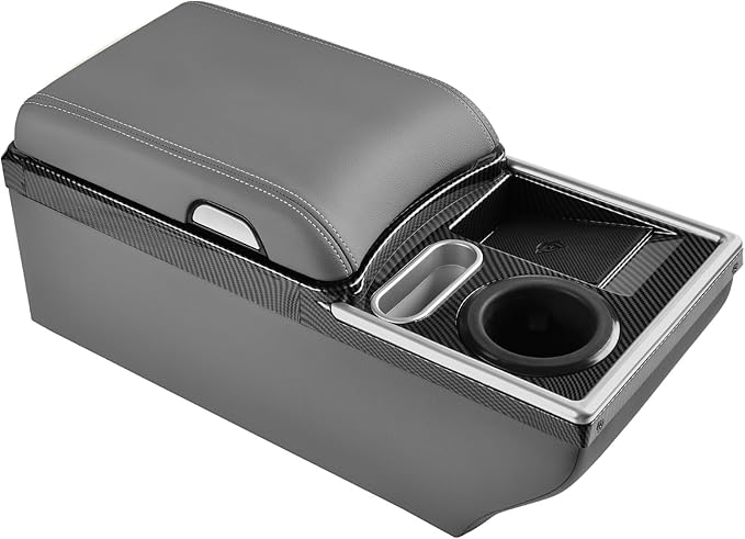 Coverado Center Console, Universal Bench Seat Center Console, Truck Back Seat Car Organizer with Cup Holder, Rear Central Car Armrest Box with Storage, Gray