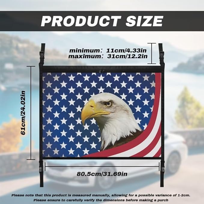 Eagle USA Flag Car Roof Storage Bag Car Seat Organizer Roof Storage All Car Storage Organizers Large Capacity Storage for Small Items