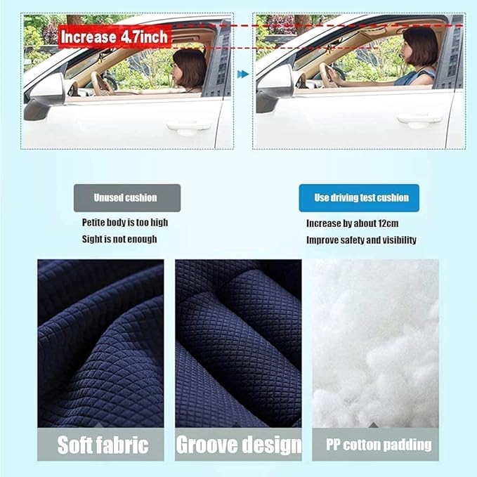 Car Booster Seat Booster Height Lifting Pad Breathable Mesh Portable Car Seat Cushion for Truck, Car, SUV, Office Chair, Wheelchair (Black&Grey)