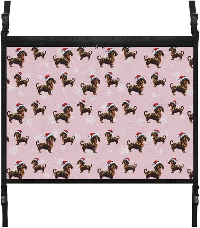 Christmas Dachshund Car Roof Storage Bag Auto Seat Storage Hanging Bag Premium Car Seat Organizer Car Travel Accessories Compatible with Most Cars